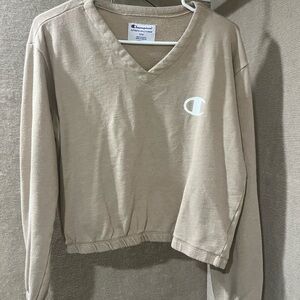 Champion Beige V-Neck Sweatshirt